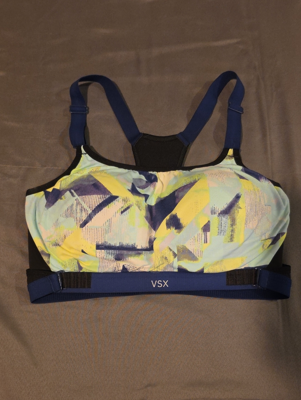 VSX Women's Blue Yellow Abstract Sports Bra